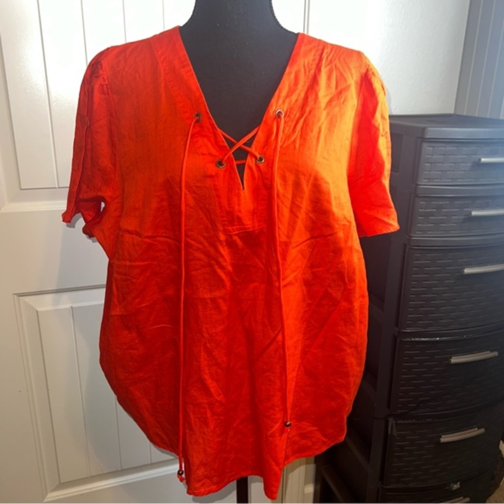 Knox Rose XL red Top - ties in front in Front - Picture 1 of 4